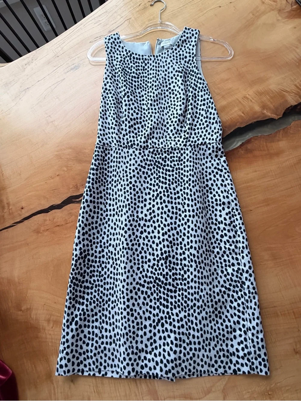 Jcrew Polka Dot Sleeveless A-Line Dress - Black on White